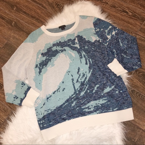 J. Crew Sweaters - J Crew Collection Metallic Wave Jacquard Sweater